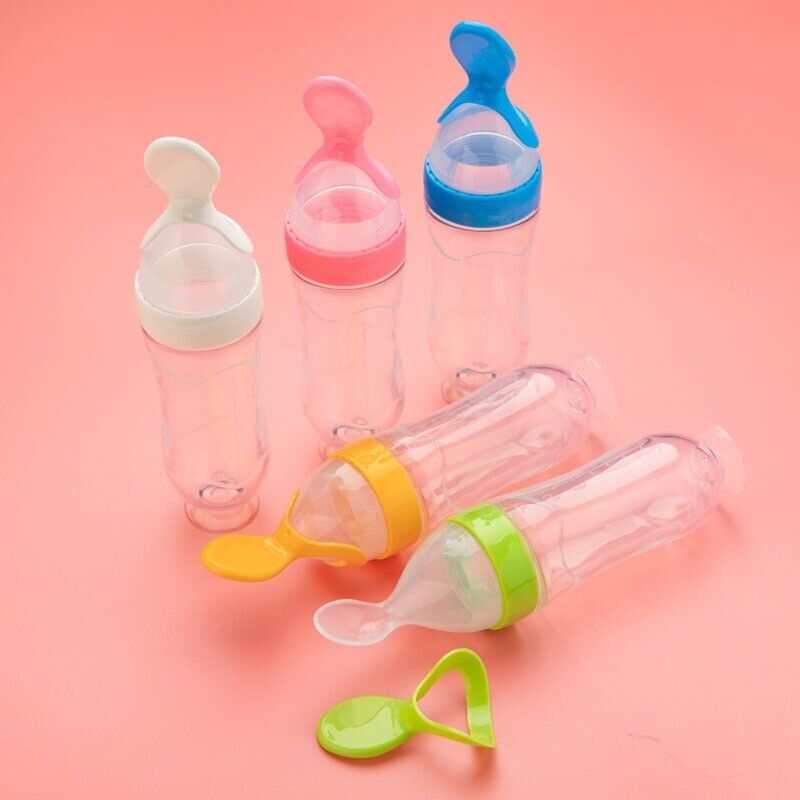 Silicone Baby Bottle With Spoon Fooder