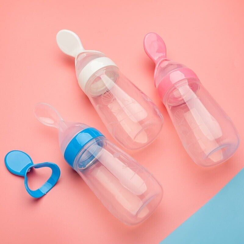 Silicone Baby Bottle With Spoon Fooder