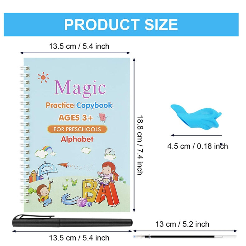 Magic Practice Copybook 4Books+Magic Pen