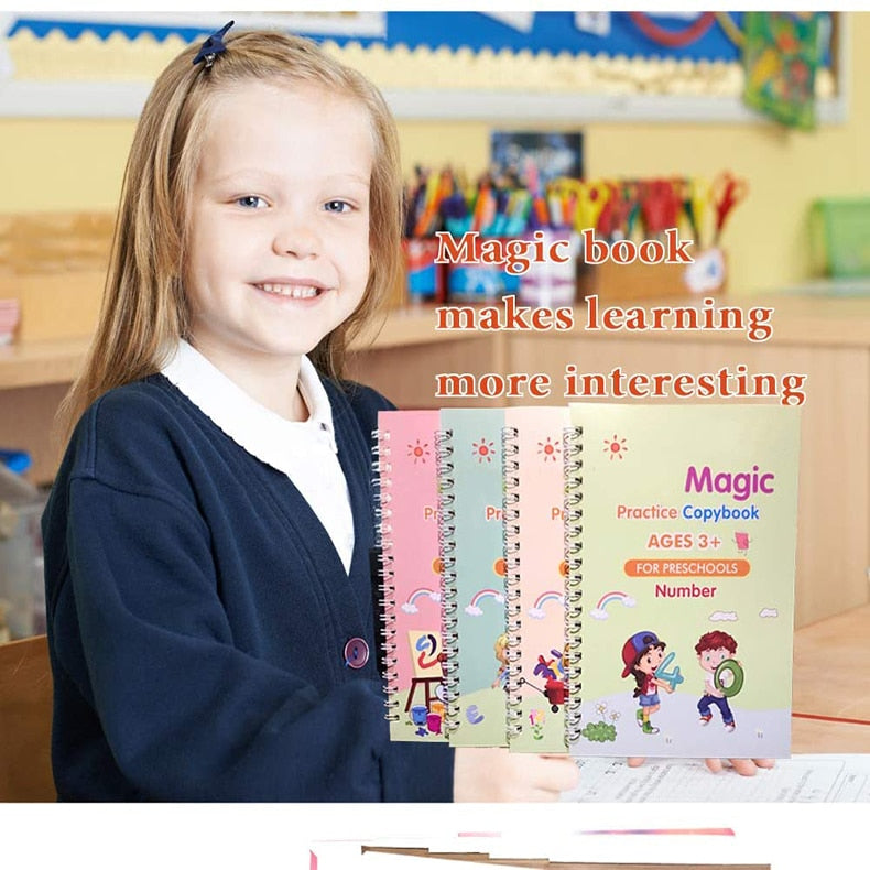 Magic Practice Copybook 4Books+Magic Pen