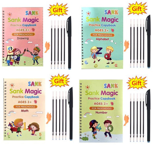 Magic Practice Copybook 4Books+Magic Pen