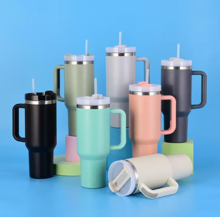 Stainless Steel 1200.ML. Tumbler with Straw and Handle