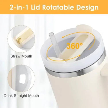 Stainless Steel 1200.ML. Tumbler with Straw and Handle