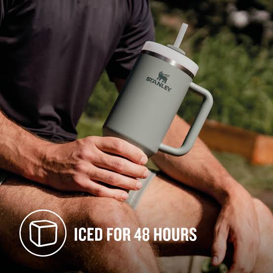 Stainless Steel 1200.ML. Tumbler with Straw and Handle